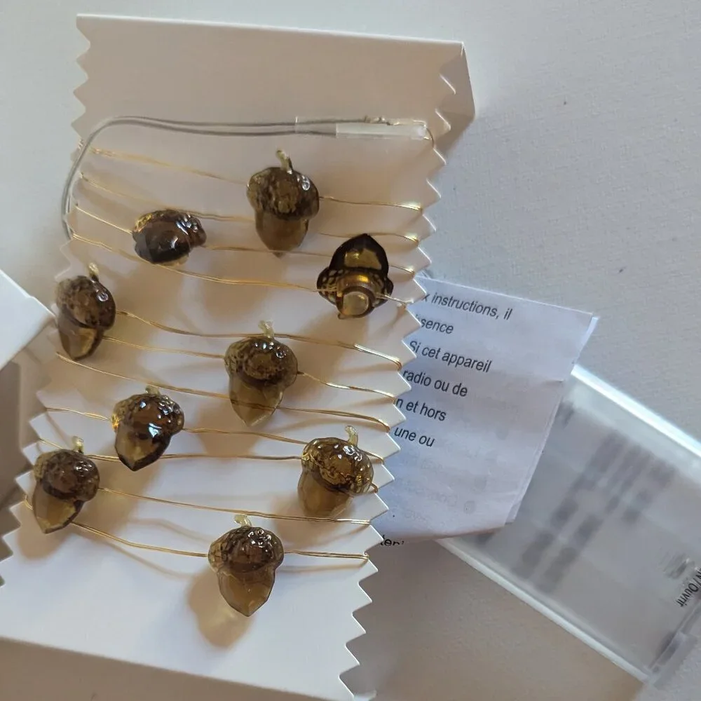 NWT Brown Acorn 18 String Lights Timer Autumn Home Decor Nature Trees Ashland